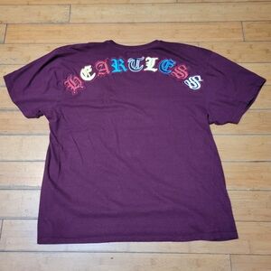 Reason Heartless Embroidered  Pocket & Back Graphic  Maroon Men's 3XL Tee Shirt